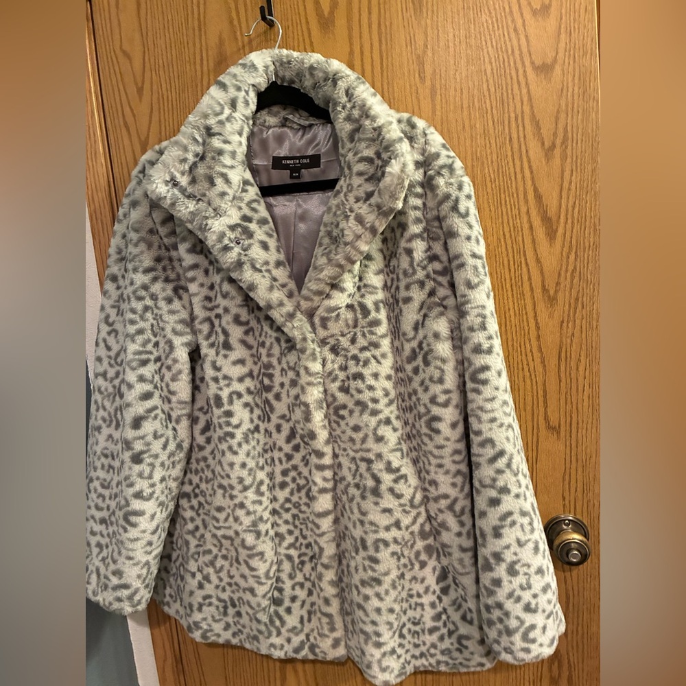Luxurious Leopard Faux Fur Coat by Kenneth Cole